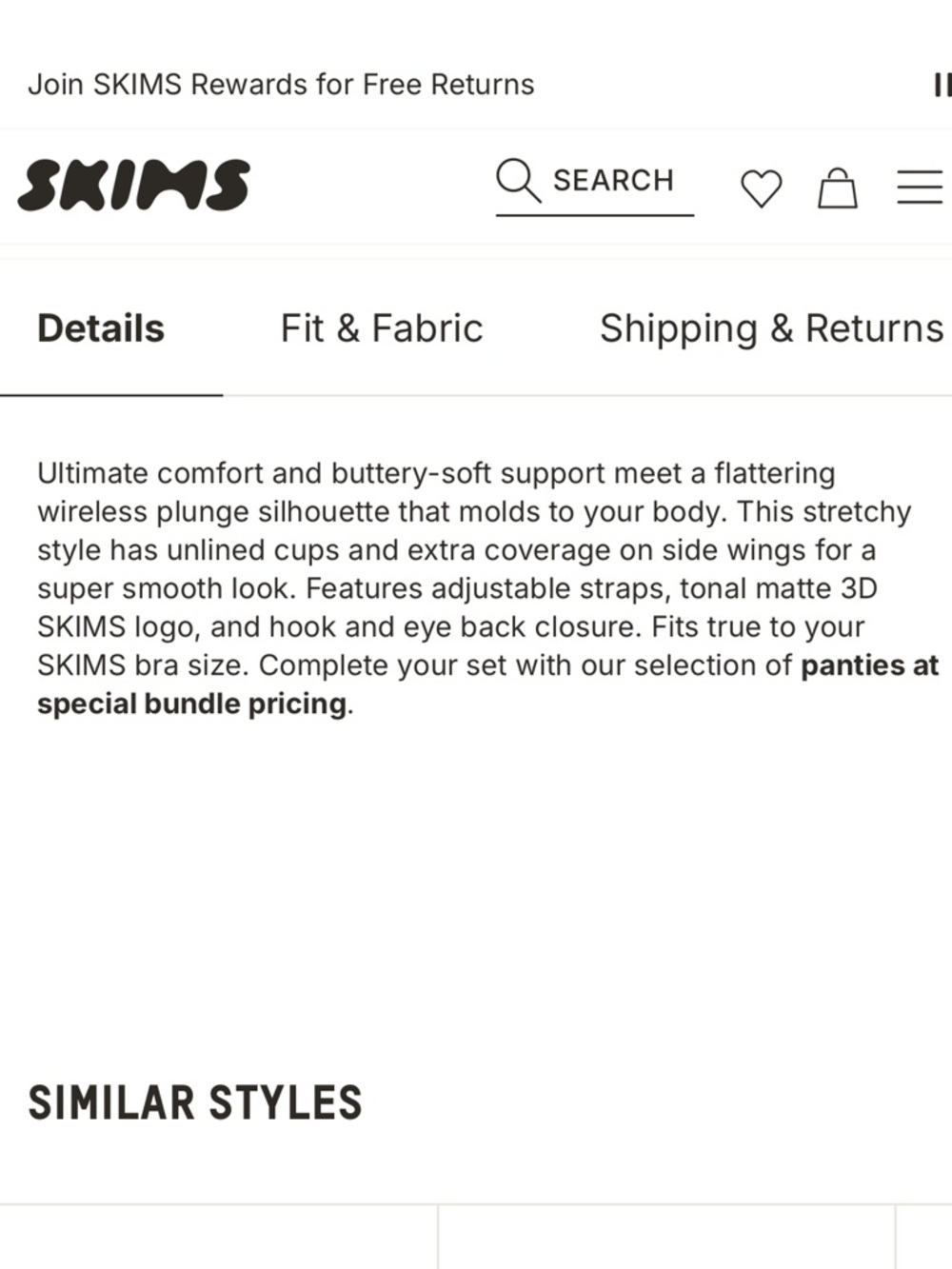 SKIMS Naked Plunge Bralette NWOT, Wireless, Nude, Size Small - Picture 11 of 12